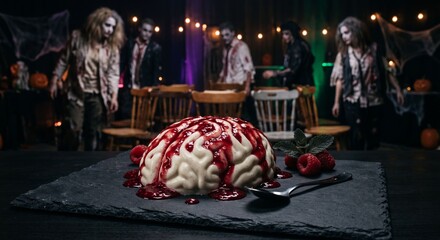 Obraz premium Brain Panna Cotta & Zombie Musical Chairs