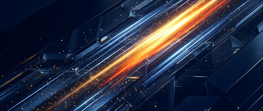 Dynamic Blue Orange Energy Streaks Digital Background