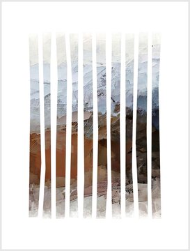 Mineral Drift . . .A modern abstract collection featuring heavily textured impasto brushwork deconstructed into clean, vertical slats.