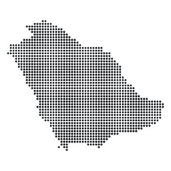 Obraz premium Halftone dot map of Saudi Arabia isolated on transparent background