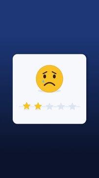 Sad crying emoji 2 out of 5 stars rating loop animation