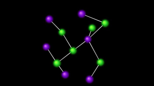 Abstract network of glowing particles moving in a dark void with subtle camera rotation