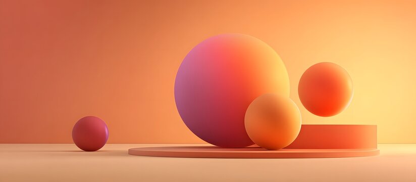 pastel colored abstract spheres on a minimalist platform