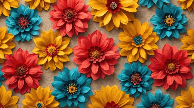 Paper Craft Flowers Background
