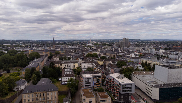 Aerial View of Bonn with the Rhine River, North Rhine-Westphalia, Germany &ndash; Urban Cityscape