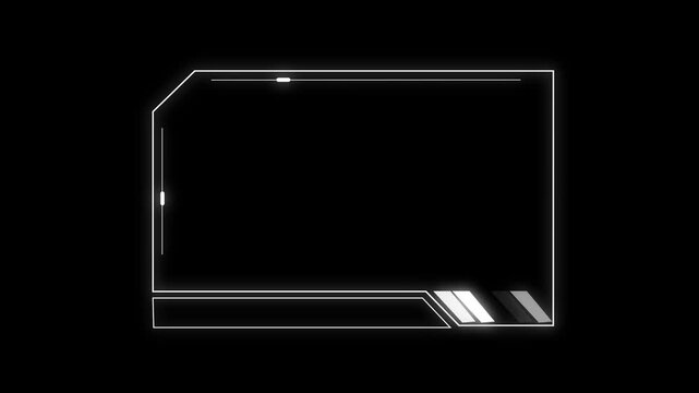 Animated HUD Frame for digital interface data, text, dashboard screen menu, sci fi elements. With alpha channel.