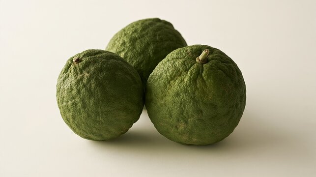 Bergamot fruits in group, bright background, viewed from above