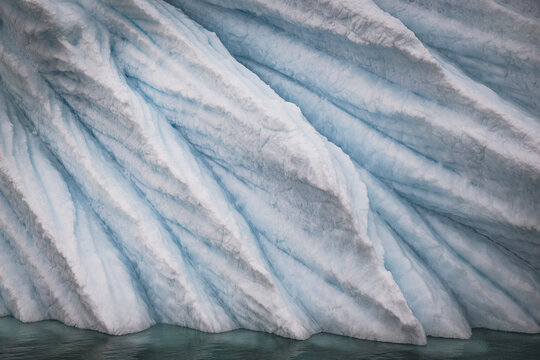 Detailed abstract texture of a sculpted glacier wall