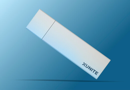Sleek USB Drive Mockup On Blue PSD