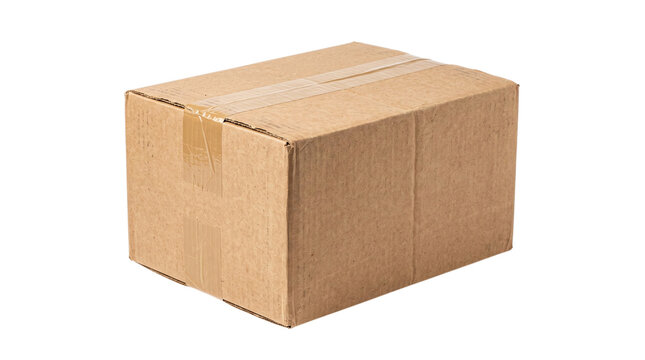 Closed Cardboard Shipping Box Isolated on White Background