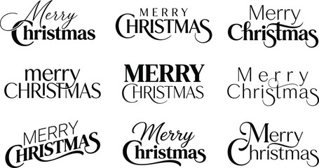 Variety of Merry Christmas lettering designs on a white background for holiday greetings © Josna