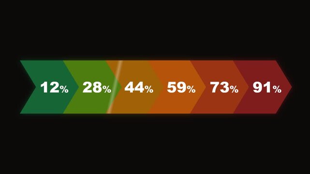 Six colorful arrow steps revealing workflow stages on black