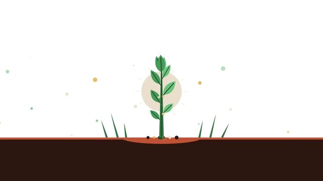 Animated Plant Seed Growing into a Young Tree Motion Graphic