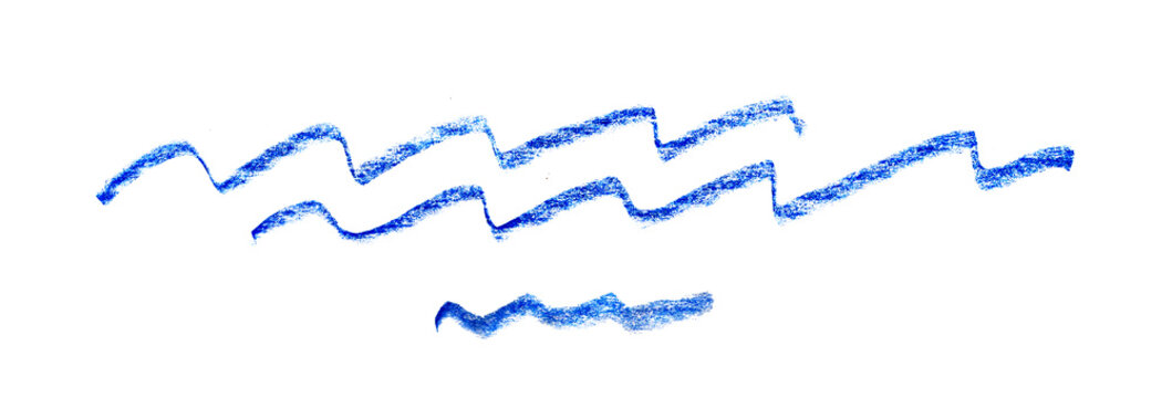 Sea wave crayon icon. Hand drawn water flow