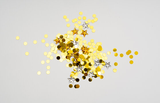 Gold star confetti background, glitter celebration pattern