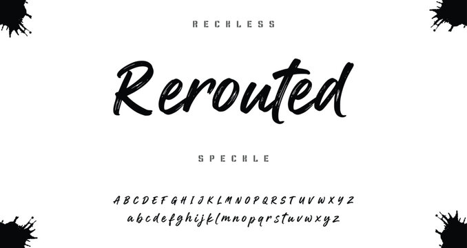 Brush font with rough texture and bold dry stroke style for sport movie poster branding logo.