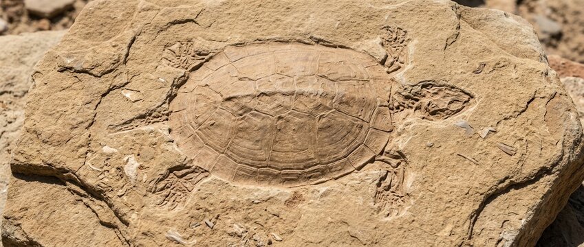 Ancient Turtle Fossil Imprint in Stone Prehistoric Life Evidence