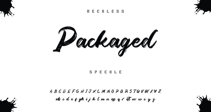 Brush font with rough texture and bold dry stroke style for sport movie poster branding logo.