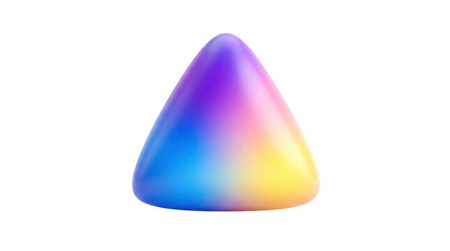 3d abstract triangle shape with vibrant gradient colors isolated on transparent background