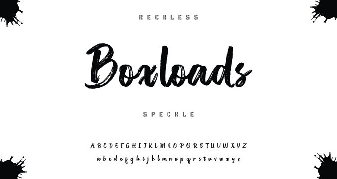 Brush font with rough texture and bold dry stroke style for sport movie poster branding logo.
