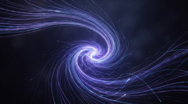 Purple glowing energy vortex with spiraling light trails spiraling rays abstract swirl space background cosmic energy abstract motion twirling light spiral motion dynamic light bright center