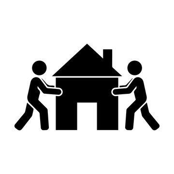People moving house relocation icon silhouette illustration