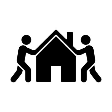 People moving house relocation icon silhouette illustration