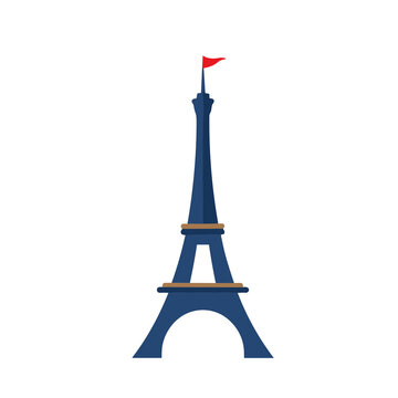 Stylized Eiffel Tower with Red Flag