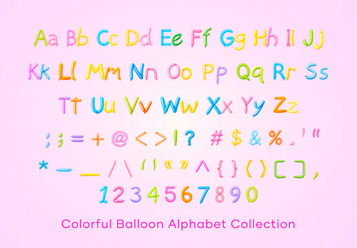 Vibrant Balloon Alphabet Collection Editable Font
