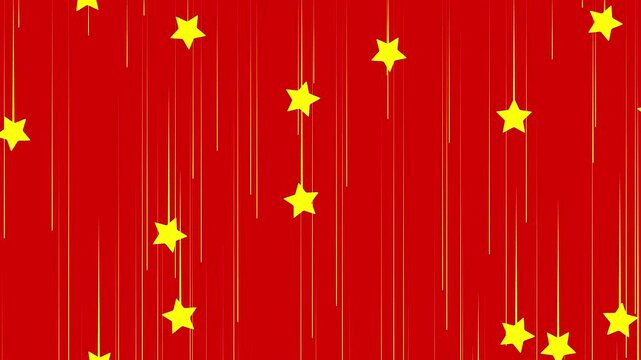 Animated background with yellow stars slowly falling against a red backdrop