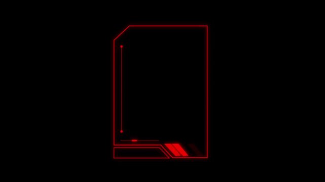 Futuristic vertical HUD Frame for digital interface data, text on isolated black background. 