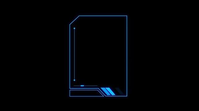 Futuristic vertical HUD Frame for digital interface data, text on isolated black background. 
