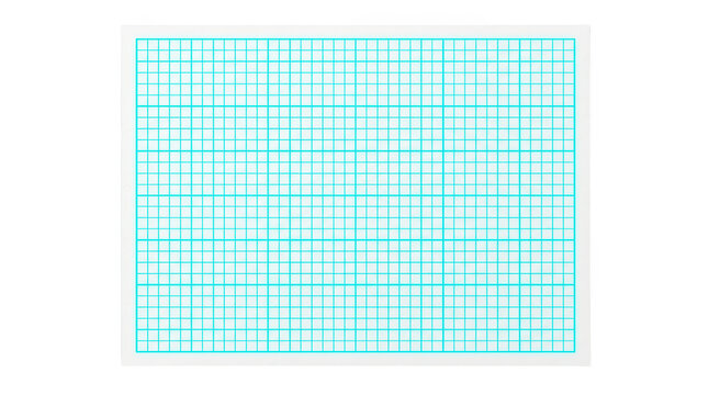 Blue grid paper sheet isolated on transparent background