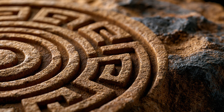 Bold ring patterns carved into natural sandstone textures with dramatic side lighting, minimalist composition,, perfect for modern design, travel, or lifestyle marketing