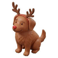 Fototapeta premium 3d christmas dog with antler headband and red nose