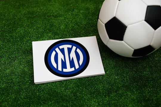 A football on the grass and the Inter Football Club logo. September 30, 2026.