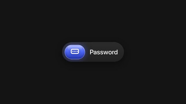 Animated password button with glowing blue icon user interface motion graphic for digital security