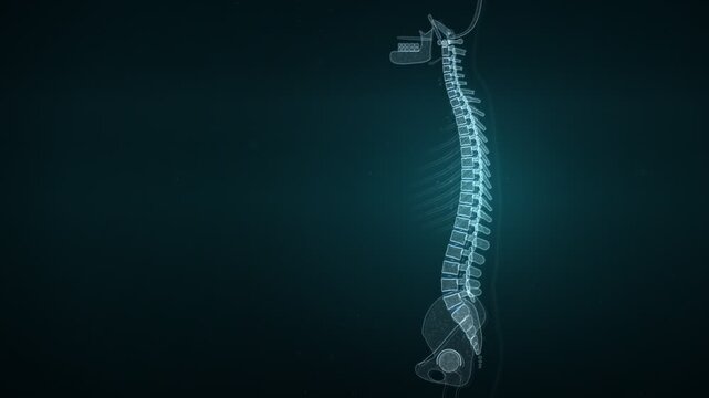 Glowing X Ray Spine Vertebrae Alignment With Nerve Pulse Seamless Loop