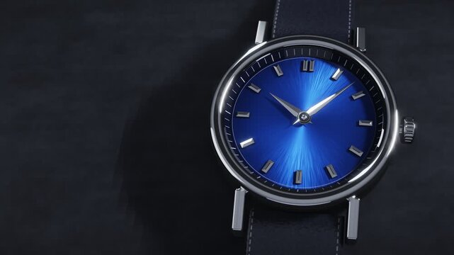 Luxury Watch Blue Sunburst Dial With Orbiting Light Seamless Loop