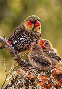 Majestic Zebra Finch Family 