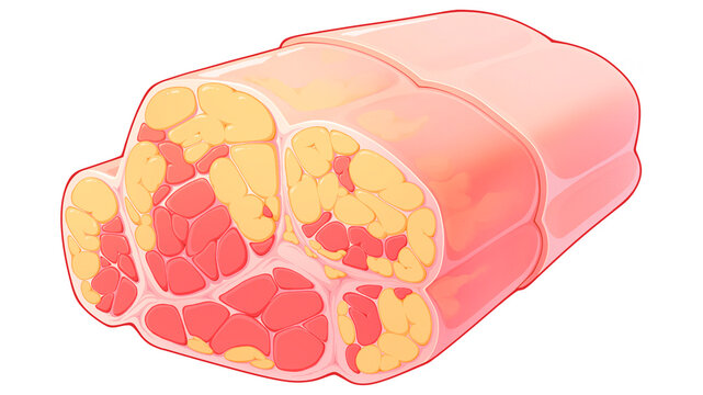 Muscle fatty infiltration Goutallier stage 3, illustration
