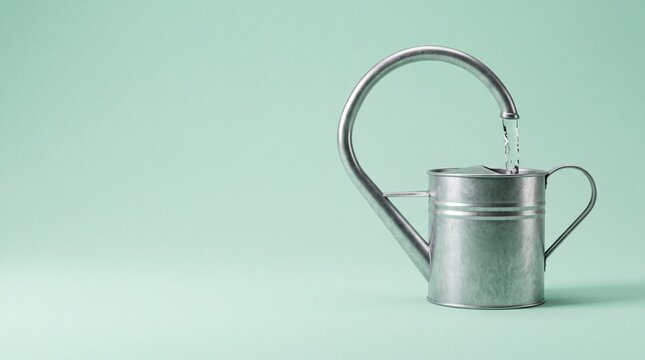 Conceptual Galvanized Watering Can Pouring Water Into Itself