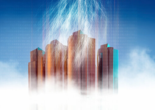 Cloud servers, conceptual illustration