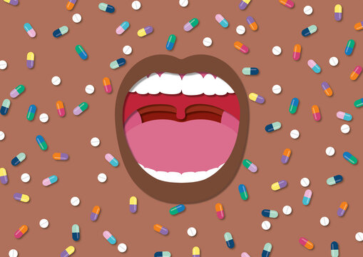 Oral medication, conceptual illustration
