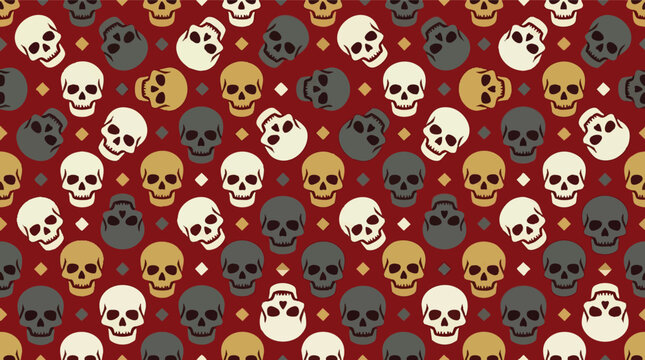Seamless Geometric Skull Mosaic Pattern for Decorative Halloween Tiles