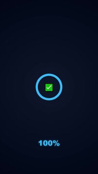 Rocket Loading Animation - 100% Progress UI with Success Checkmark