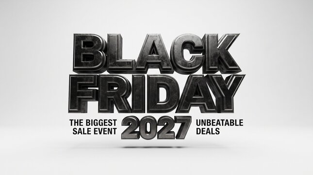 modern 3D promotional banner for "Black Friday 2027"Black friday 2027 biggest sale event