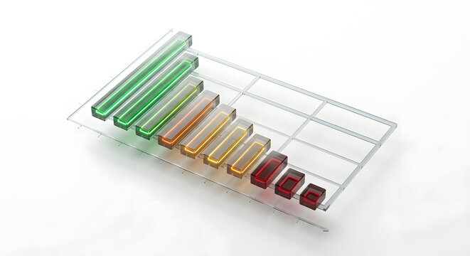 3D AI Model Feature Importance Bar Graph on White Background