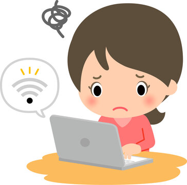 無線LANの電波が弱くて困っている女性