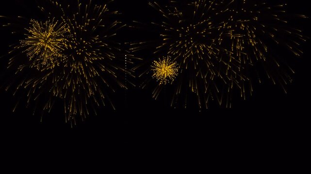 Golden Willow and Strobe Fireworks Animation featuring slow-falling sparkling trail particles, shimmering flash cores, and graceful motion loops on a dark night background.